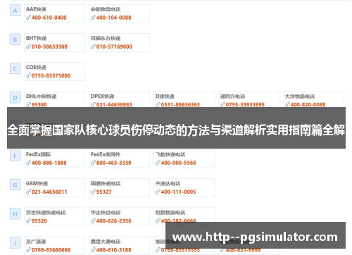 全面掌握国家队核心球员伤停动态的方法与渠道解析实用指南篇全解